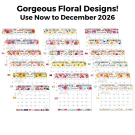 CRANBURY Small 8x6” Wall Calendar 2025-2026 (Floral), Use Now to Dec 2026, Monthly Hanging Small Calendar, Use on Wall Bulletin Board, Fridge, or on Desk, Includes Planner Stickers