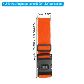 PATIKIL Luggage Straps, Suitcase Straps Adjustable Luggage Belts Strap with Combination Lock TSA Approved for Luggage Suitcases Travel, Orange