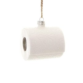 Cody Foster COVID 19 Quarantine 2020 Roll of Toilet Paper Glass Christmas Ornament, Multi