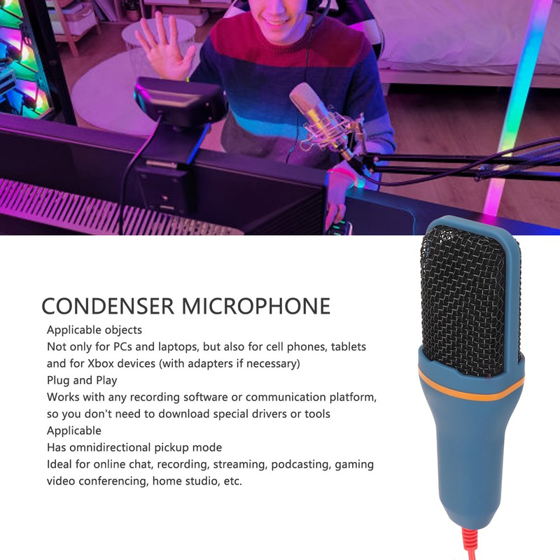 Desktop Condenser Microphone 3.5mm Professional Condenser Recording Microphone for PC