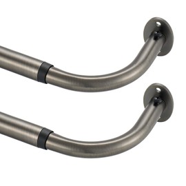 2 Pack Room Darkening Curtain Rod 48-84 Inches, Easy Install Curtain Rods Wrap Around Design, 3/4 Inch Diameter Single Drapery Rod, Extendable Metal Rod Window Treatment (2 Pack Matte Black Nickel)