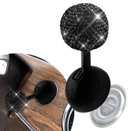 Lyxheth Car Push Starter Button Cover, Start Button Joystick, One-Touch Car Push to Start Accessories Joystick Cover, Rhinestone Vehicle Engine Start Stop Rocker Car Accessories for Vehicles (Black)