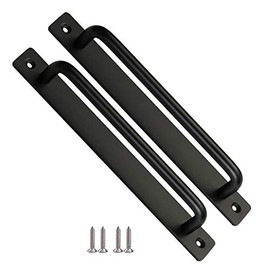Pack of 2 Barn Door Handle Sliding Door Pull Handle Black Solid Steel Door Handle Solid Heavy Cast Iron Door Handle Cabinet Door Handles Drawer Knobs Kitchen Handles for a Wooden Door Cabinet Door
