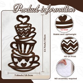 VGICH Coffee Cup Wall Art, Farmhouse Wooden Accessories for Kitchen Art Restaurant, Decor Bar Sign 13.7" x 7.6"