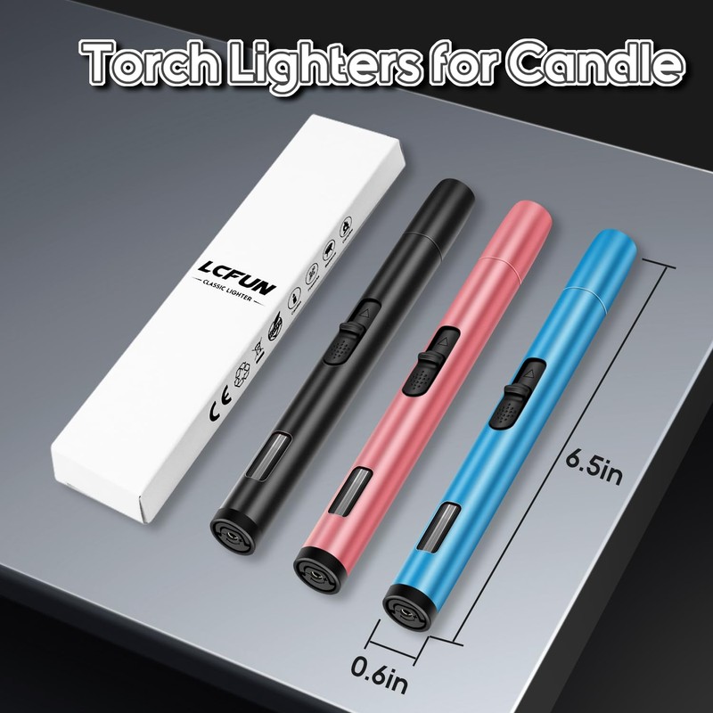 LcFun 2 Pack Torch Lighters Refillable Butane Lighter with Visible