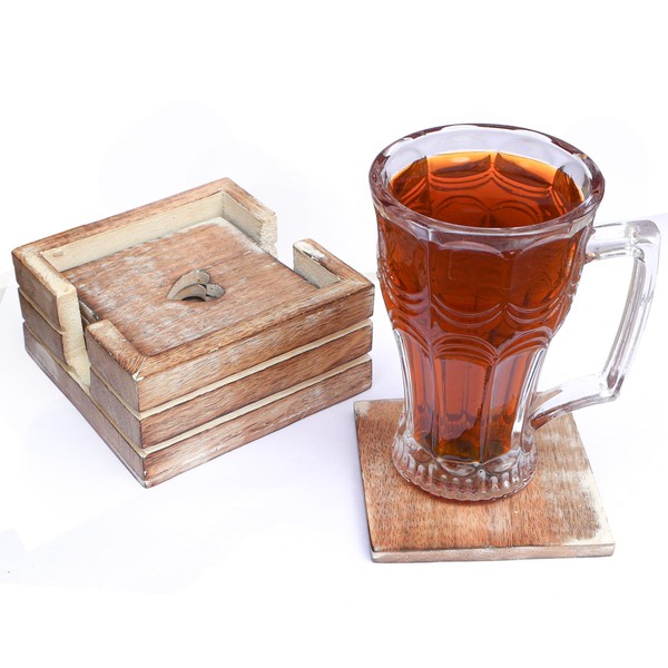 Uvz Crafts Set of 6 Wooden Coasters Heart Cut with
