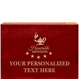 Crown Awards Honorable Mention Rosewood Humidor Gift, Customize with Your Own Text Engraving Prime