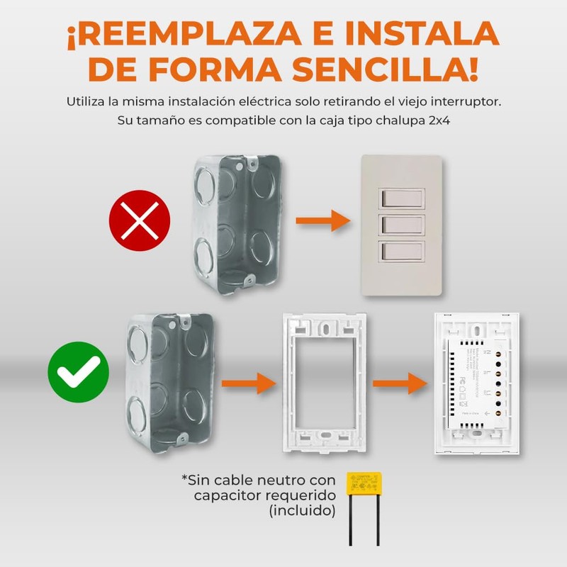 Tecnolite Connect - Apagador Inteligente Táctil WiFi 3 Circuitos, Sin