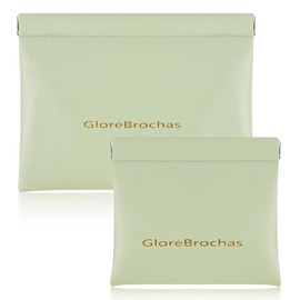 Makeup Bag for Purse:GloréBrochas PU Leather Makeup Pouch Set Large & Small Portable Cosmetic Bags, Waterproof Squeeze Top Coin Purse,Travel Organizer for Makeup,Lipstick, Jewelry,Earbuds(Green)