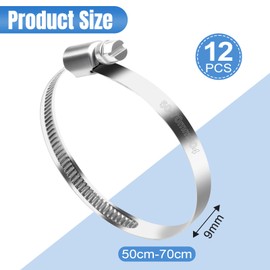 YFLeomry 12 Stück Schlauchschelle Edelstahl 50-70mm，Hochwertige Schlauchschellen Set aus Rostfreiem Stahl，Universelle Schlauchklemmen für Wasser, Luft，Kraftstoffschläuche