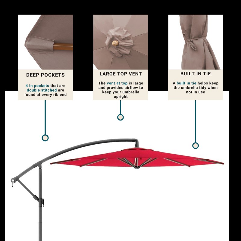 Formosa Covers 9ft Cantilever Hanging Umbrella 8 Rib Replacement Canopy