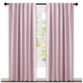 Blackout Curtain Panels for Girls Room  Baby Pink 52W  84L 2 Panels Noise Reducing Back Tab Blackout Draperies by NICETOWN