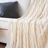 Battilo Soft Knitted Dual Cable Throw Blanket 50" 60" (Cream)