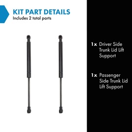 TRQ Driver & Passenger Side Trunk Lid Lift Support Shock Strut Set Compatible with 2011-2014 Nissan Murano