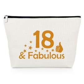 18th Birthday Gifts for Girls Makeup Bag Gifts for Daughter Granddaughter Niece 18 Years Old Birthday Gifts Eighteen Cosmetic Bag for Friend Sister Turning 18 Gifts Friendship Gifts Travel Pouch