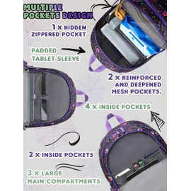 BLUEFAIRY Kids Backpack for Girls Boys Elementary Middle School Bookbag for Teens 18" Large Book Bags Fits 15.6 Inch Laptop with Lots of Pockets Mochilas para Niñas Adolescentes Purple/Black