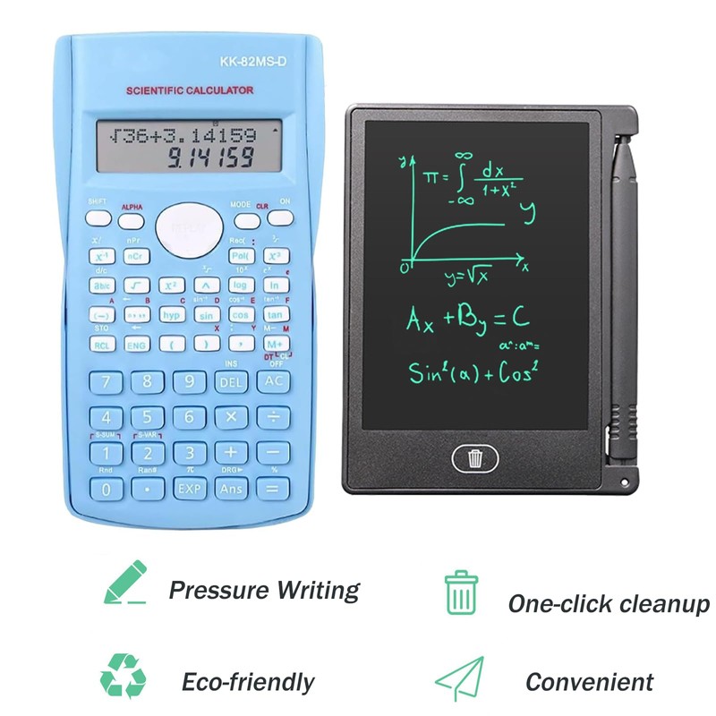 KK-82MS-D Portable Scientific Calculator with 4.4 Inch LCD Erasable Writing