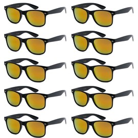 Got Shades Wholesale Bulk Unisex 80's Retro 100% UV Sunglasses for Adults - 10 Pack - w/Flex Hinges