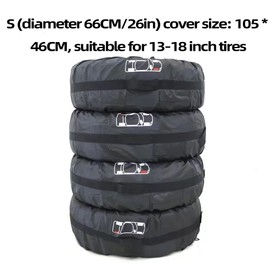 Blueshyhall Pack of 4 Car Cover Tyres, Tyre Bags 13-23 Inch with Carry Handle and Storage Bag, Replacement Tyre Cover Spare Tyre Storage Cover Waterproof (Black, 13 - 18 Inches)