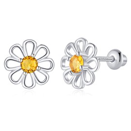Daisy Hypoallergenic Screw Back Earrings for Girls,925 Sterling Silver Stud Earrings Jewelry Gifts for Girls Teens Women Daughter