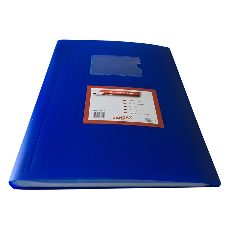 Janrax A4 Blue Flexible Cover 100 Pocket Display Book -