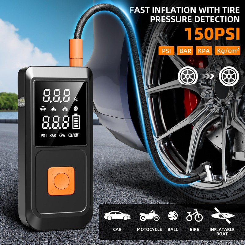 Portable Car Battery Jump Starter with Air Compressor, 4000A 12V