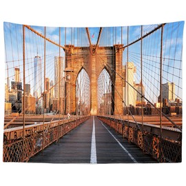 BELECO Brooklyn Bridge Tapestry Wall Hanging 60x40 Inch New York Iconic Building City Tapestry American Travel Landmark Scenic Tapestries for Home Bedroom Living Room Dorm Office Decor