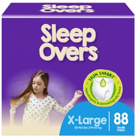 SleepOvers by Cuties, Bedwetting Underwear for Girls and Boys, X-Large 85-140 lbs, 88 Count
