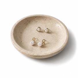 Voxionix Travertine Jewelry Dish, 5.5 Inch Trinket Dish & Jewelry Tray