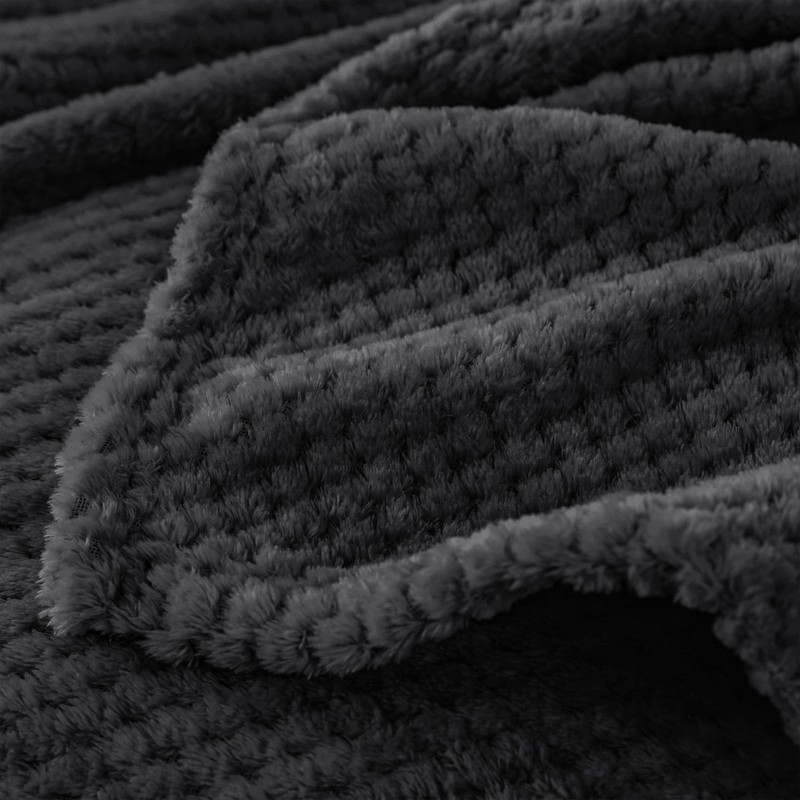 Yebeda Cuddly Waffle Blanket 130 x 170 cm, Dark Grey,