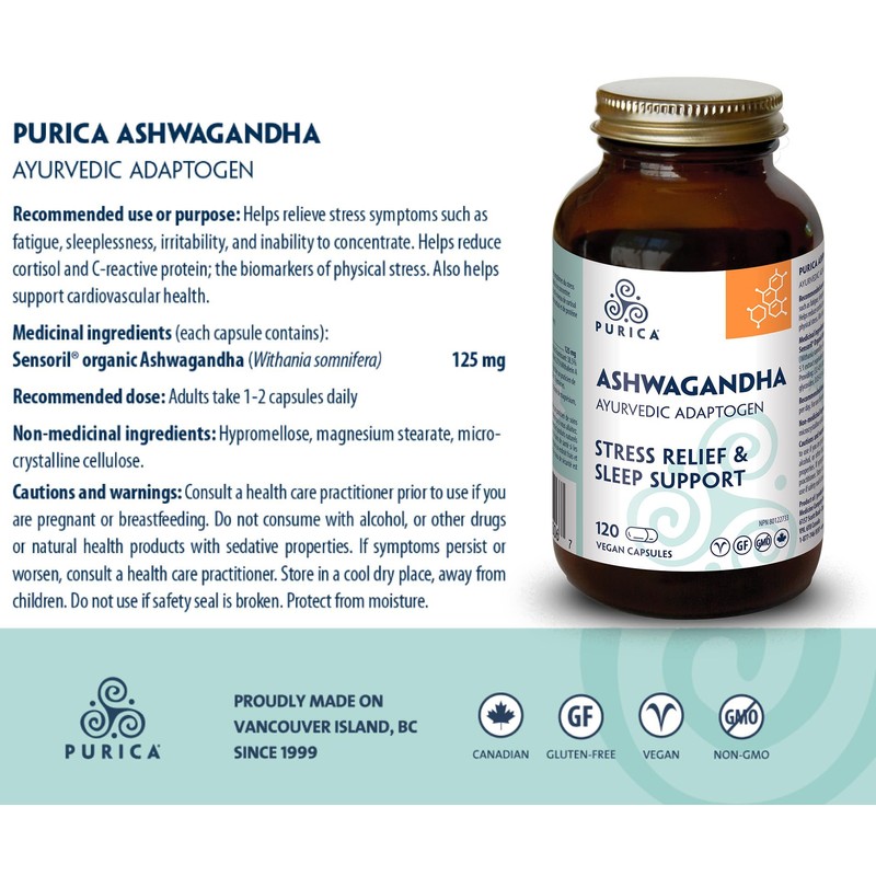 PURICA - Ashwagandha with Sensoril - 120 Vegan Capsules -