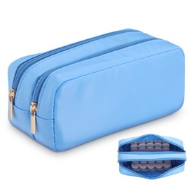 Huhumy Daily Contact Lens Organizer Case Portable Storage Case for Disposable Travel Water-Resistant Contact Silicone Kit Dispenser Storage up to 60 lenses (Blue)