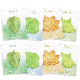 8 Packungen Haftnotizen mit Blättern, selbstklebende Kawaii-Notizen aus Blattpapier, selbstklebende Notizblöcke, 30 Blatt/Packung x 8 Packungen, Büro-Schule-Lernbedarf für Schüler, Lehrer, Kinder