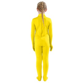 Full Bodysuit Kids Dancewear Solid Color Spandex Zentai Child Unitard (Yellow, X-Large)