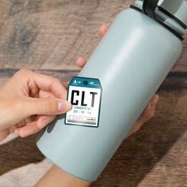 Lantern Press Sticker Charlotte, North Carolina, CLT, Luggage Tag Die Cut Vinyl, (Waterproof Decal for Cars, Water Bottles, Laptops, Coolers), Small