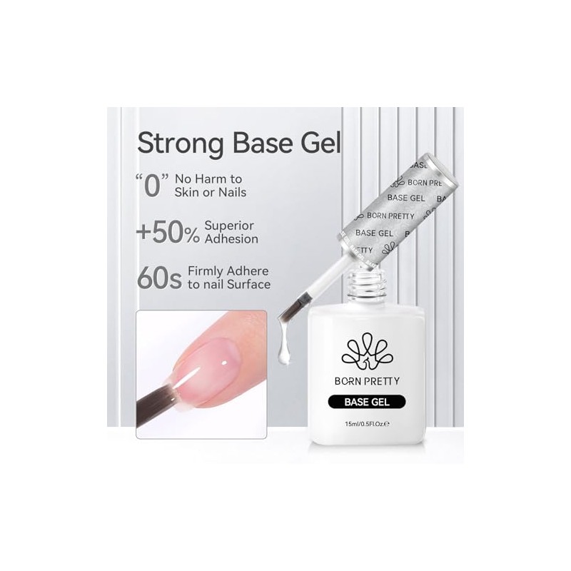 BORN PRETTY 15 ml semi-permanenter Nagellack, Basisgel, Basislack, kein Wischen,