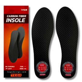 Tega Plantilla De Fibra De Carbono (1 Par) - Para Dedos De Césped, Fracturas De Pie, Hallux Rigidus Y Limitus - Inserto De Calzado Rígido Para Deportes, Senderismo, Trekking, Baloncesto, Correr - Alte