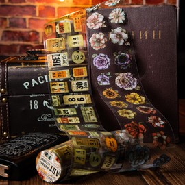 Alideco 6pcs Decorative Adhesive Tapes Vintage Floral Butterfly Metal Figurine PET Tape Great for Bullet Journal Supplies, Arts, Scrapbook, DIY Crafts, Planners (yishushouzhang)