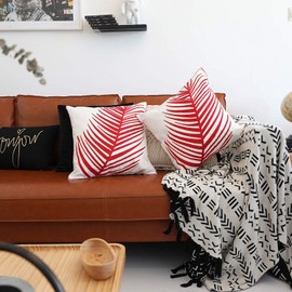 ZUODU 2PC European Classic Jacquard Decorative Red Cotton Pillow Cover Cushion Cover Throw Pillow Case 18 X 18 Inch 45 X45 Cm (Red-2PC)