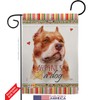 Fawn Pitbull Happiness Garden Flag Set with Stand Animals Dog