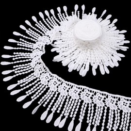 White Lace Trim Fringe Trim White Fabric Decorative for Crafts Embellishments Versatile Lace Fabric Ideal for Home Decor AIETSYEI
