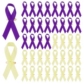 M METERXITY 200-Pack Purple & Yellow Awareness Ribbons, Satin Ribbon with Safety Pins for Charity Public/Social Event/Party/Clothing Decoration, Hope Faith Awareness Lapel Brooch