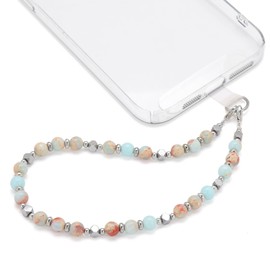 Raicegs Stone Beaded Phone Charm Wrist Strap Bracelet Strap Hands-Free Phone Chain Wristlet Detachable Lanyard Accessories for Women Natural Stone Shoushan Stone