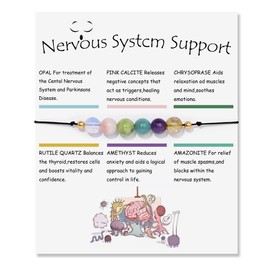 tenghong2021 Chakra Crystal Beaded Bracelet with Wish Card Adjustable Spiritual Anxiety Stone Beads Braide String Bracelet Yoga Meditation for Women Men Jewelry Birthday Gifts-Nervous