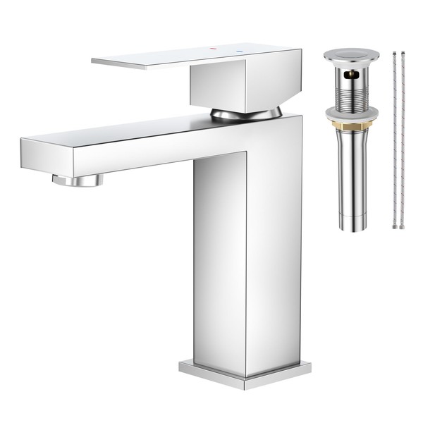 Faustina Polished Chrome Bathroom Faucet,One Hole Bathroom Faucet 3 Hole