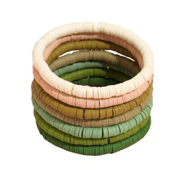 KIFEDSLJ Surfer Clay Bead Bracelets Elastic Colorful Polymer Beaded Stackable Stretch Bracelet Bohemia Aesthetic Summer Beach Jewelry for Women-green