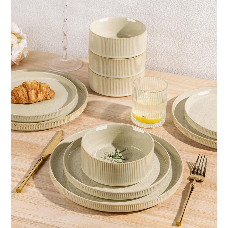 TheTerra Ceramic Dinnerware Sets for 6, 18 Pieces Porcelain Lightweight