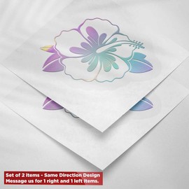 NBFU Hawaiian Hibiscus Flower 1 (Holographic Opal Purple) (Set of 2) Premium Waterproof Vinyl Decal Stickers for Laptop Phone Accessory Helmet Car Window Bumper Mug Tuber Cup Door Wall
