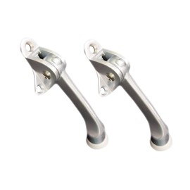 QCAA Heavy Duty Kickdown Door Stopper, 4", Zinc Die Cast, Satin Chrome, 2 Pack, Made in Taiwan