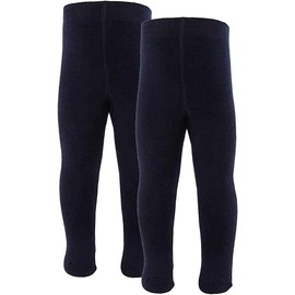 inibini 2er Pack Babystrumpfhosen/Kinderstrumpfhosen uni, 2 Strumpfhosen aus Baumwolle für Mädchen und Jungen, MADE IN EUROPE, Dunkelblau/Marineblau, Gr. 98-104